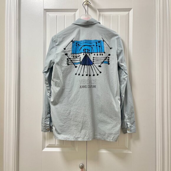 Vintage Versace Jeans Couture Oversized Button-Up Jacket Blue - S - Picture 1 of 15